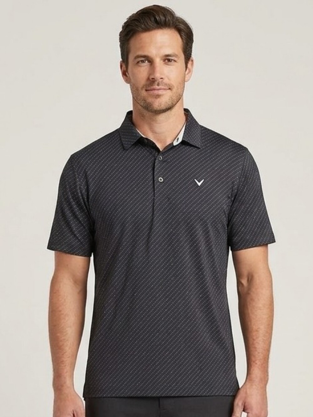 Callaway Black Golf Polo Shirt Mens Short Sleeve Chevron Pattern Size L